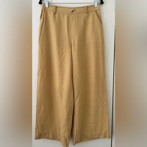 Rewash Women’s Mustard Yellow Linen Blend Wide Leg Cropped Pants Size Large